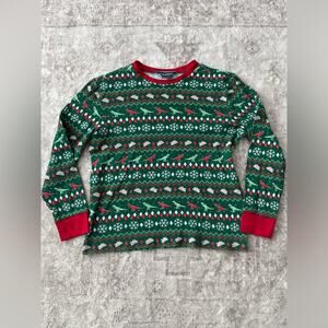 Chubbies Christmas Dinosaur Festive Waffle Long Sleeve Pajama Top XL New